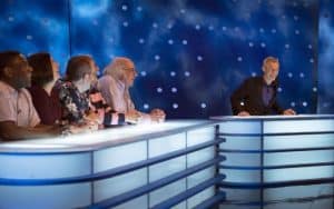 Dave Rainford, Lisa Thiel, Pat Hughes, Barry Simmons, Chris Hughes, Jeremy Vine - (C) 12 Yard - Photographer: Graeme Hunter